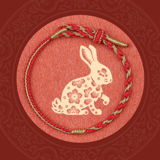 Ancient Tibetan Buddhist Red String Tradition  Handmade Chinese Zodiac Rabbit Rooster Rat Horse Dragon Protection Braid String Bracelet