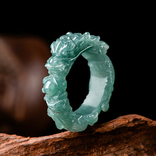 Jade  Natural Jade Dragon Success Ring