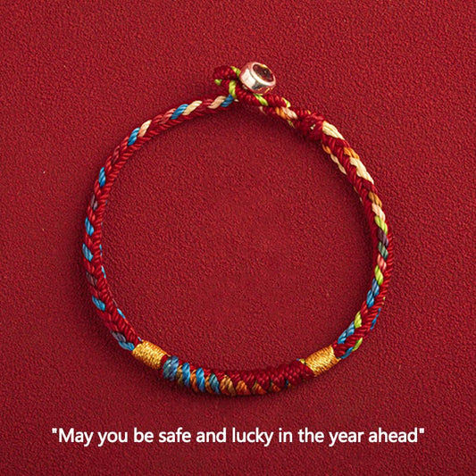 Ancient Tibetan Buddhist Red String Tradition  "May You Be Safe And Lucky In The Year Ahead" Multicolored Bracelet