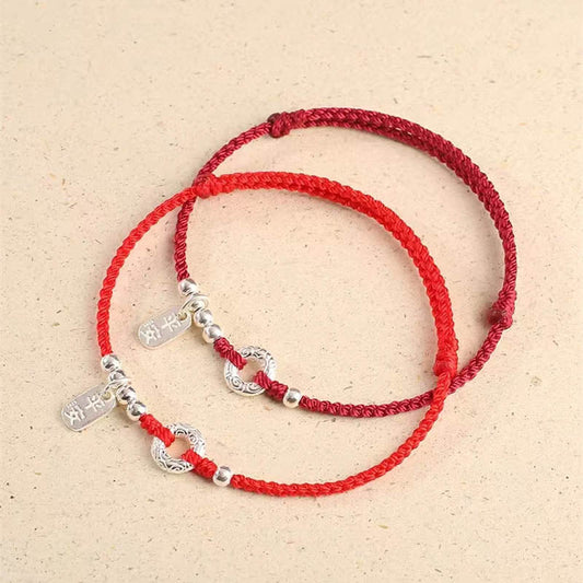 Spirituality Buddha Karma 925 Sterling Silver Auspicious Clouds Peace Buckle Safe And Sound Bracelet Anklet