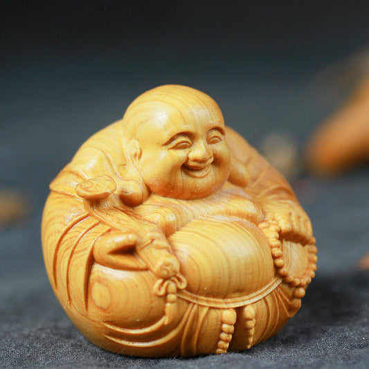 Spirituality Laughing Buddha Boxwood Compassion Home Car Decoration