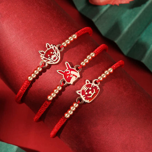 Ancient Tibetan Buddhist Red String Tradition  925 Sterling Silver Chinese Zodiac Luck Faith Discolor Red String Bracelet