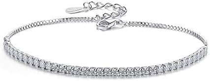 925 Sterling Silver Diamond Bracelet Hand Link for Women Girl Bangle with Jewellery Gift Box (Bracelet)