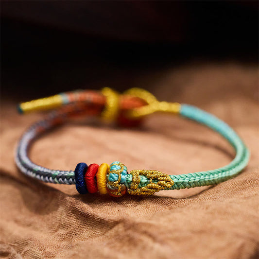 Ancient Tibetan Buddhist Red String Tradition  Colorful Rope Eight Thread Peace Knot Luck Handmade Bracelet