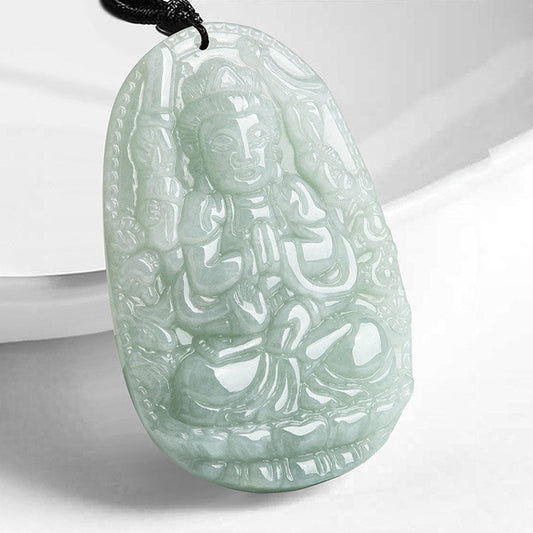Jade  Chinese Zodiac Natal Buddha Jade Wealth Prosperity Necklace Pendant
