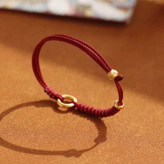 Ancient Tibetan Buddhist Red String Tradition  Alloy Peace Buckle Luck Red String Bracelet