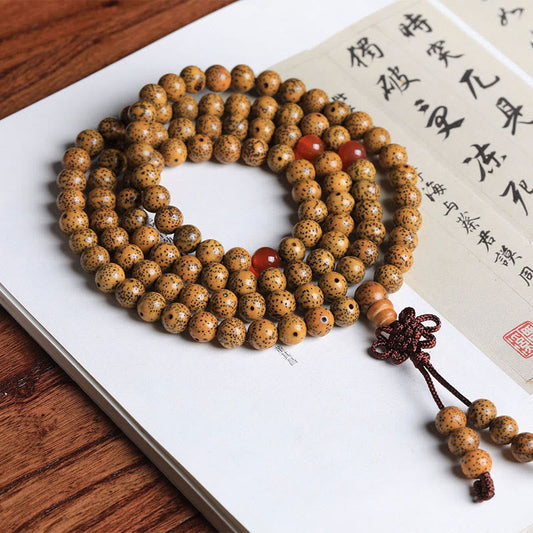 Spirituality Buddha Karma 108 Mala Beads Bodhi Seed Red Agate Auspiciousness Bracelet