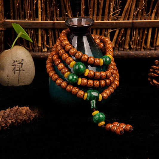 Spirituality Buddha Karma 108 Beads Mala Bodhi Seed Jade Harmony Bracelet