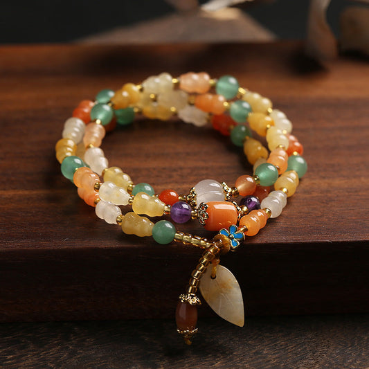 Jade  Golden Silk Jade Gourd Wealth Bracelet