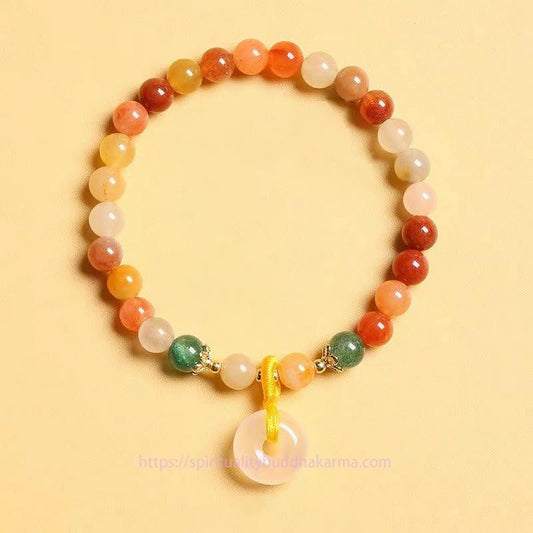 Jade  14K Gold Plated Colorful Golden Silk Jade Peace Buckle Wealth Bracelet