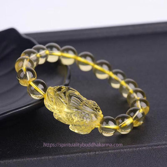 Golden Energy Citrine Natural Wealth Solar Plexus Chakra (Third Chakra) Pi Xiu Stretch Bracelet