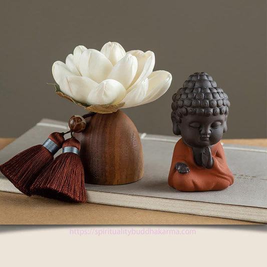 Spirituality Black Peach Wood Buddha Flower Calm Cure Decorations