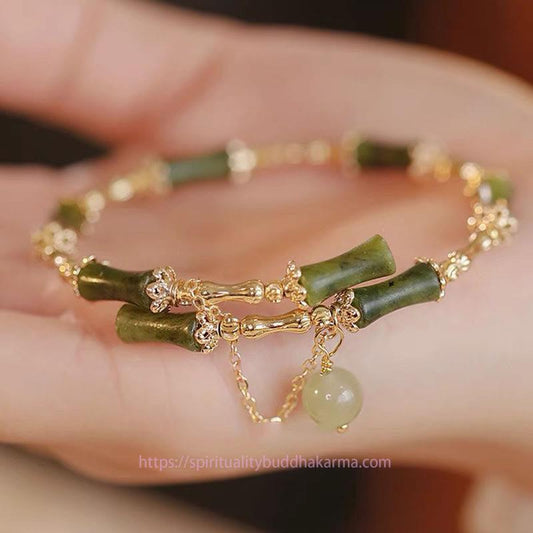 Jade  Bamboo Jade Pattern Luck Bracelet Bangle