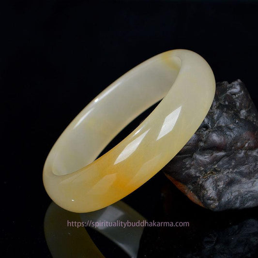 Jade  Natural Golden Silk Jade Luck Wealth Bracelet Bangle