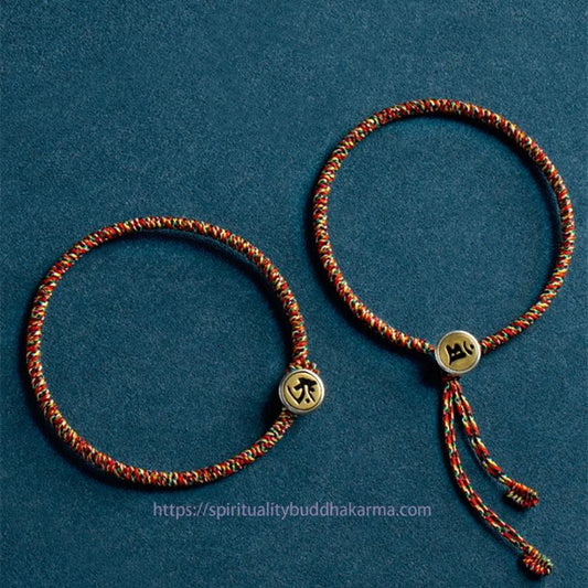 Ancient Tibetan Buddhist Red String Tradition  Handmade 925 Sterling Silver Chinese Zodiac Natal Buddha Protection Colorful Rope Bracelet