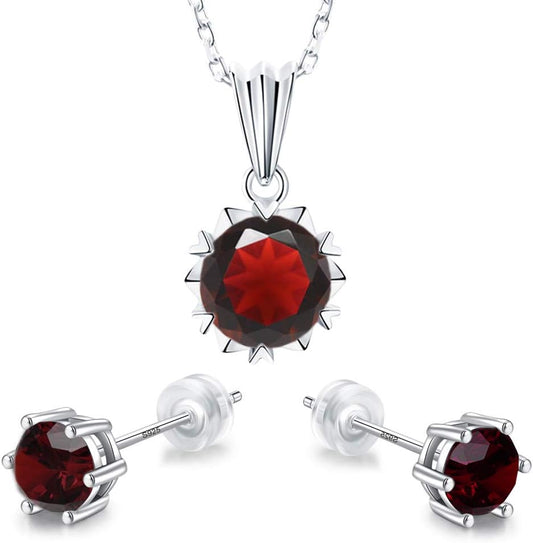 Birthday Stone,Jewelry Sets,925 Sterling Silver Earrings Stud Men Women,Jewelry Box Gift Choice,Daily Wear,18ct White Gold Plated
