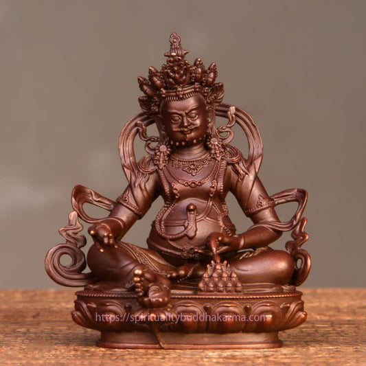 Spirituality Yellow Jambhala Bodhisattva Figurine Compassion Copper Statue Home Office Decoration