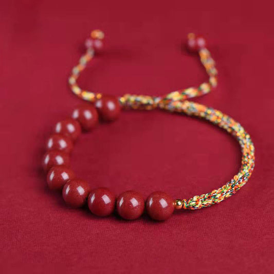 Ancient Tibetan Buddhist Red String Tradition  Natural Cinnabar King Kong Knot Blessing String Bracelet