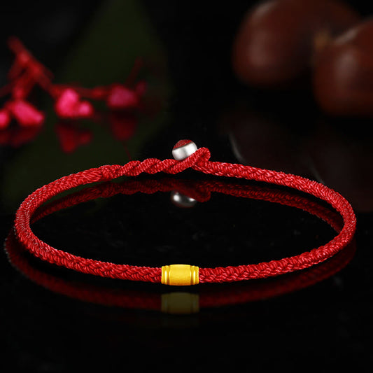 Ancient Tibetan Buddhist Red String Tradition  999 Gold Lucky Bead Eight Thread Peace Knot Red Rope Bracelet