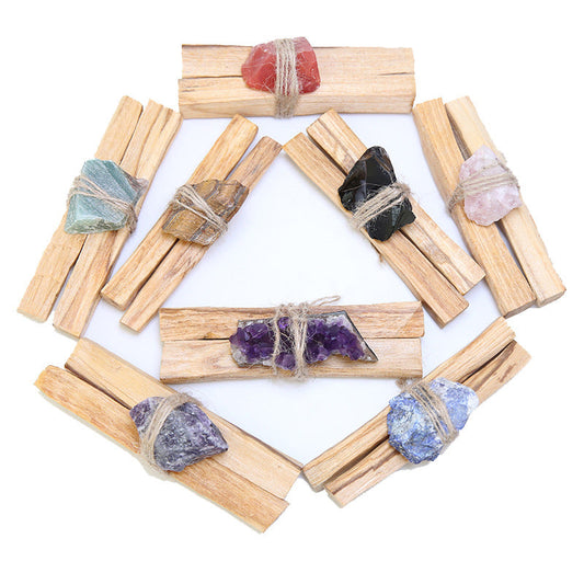 Spirituality Buddha Karma Natural Palo Santo Pink Crystal Amethyst Black Obsidian Crystal Purify Altar Set Spiritual Supplies
