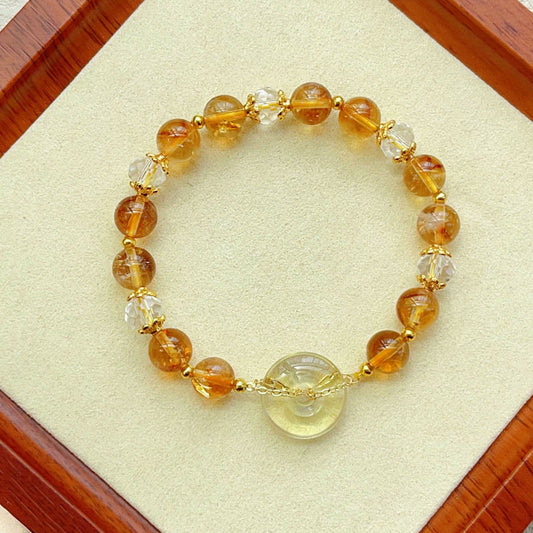 Golden Energy Citrine Peace Buckle Wealth Solar Plexus Chakra (Third Chakra) Crystal Prosperity Bracelet