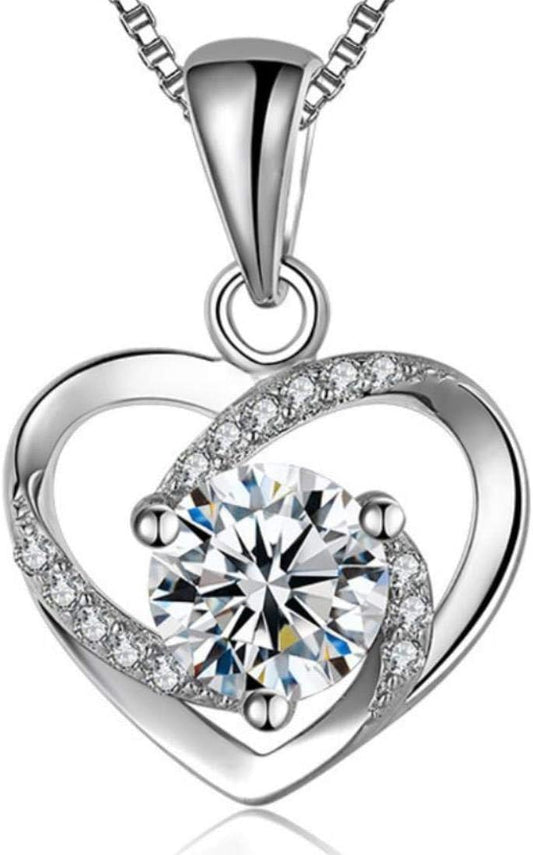 925 Sterling Silver,Sweet Love Heart Pendant.18 inches,Italian Box Chain Necklace Women Girls Jewelery
