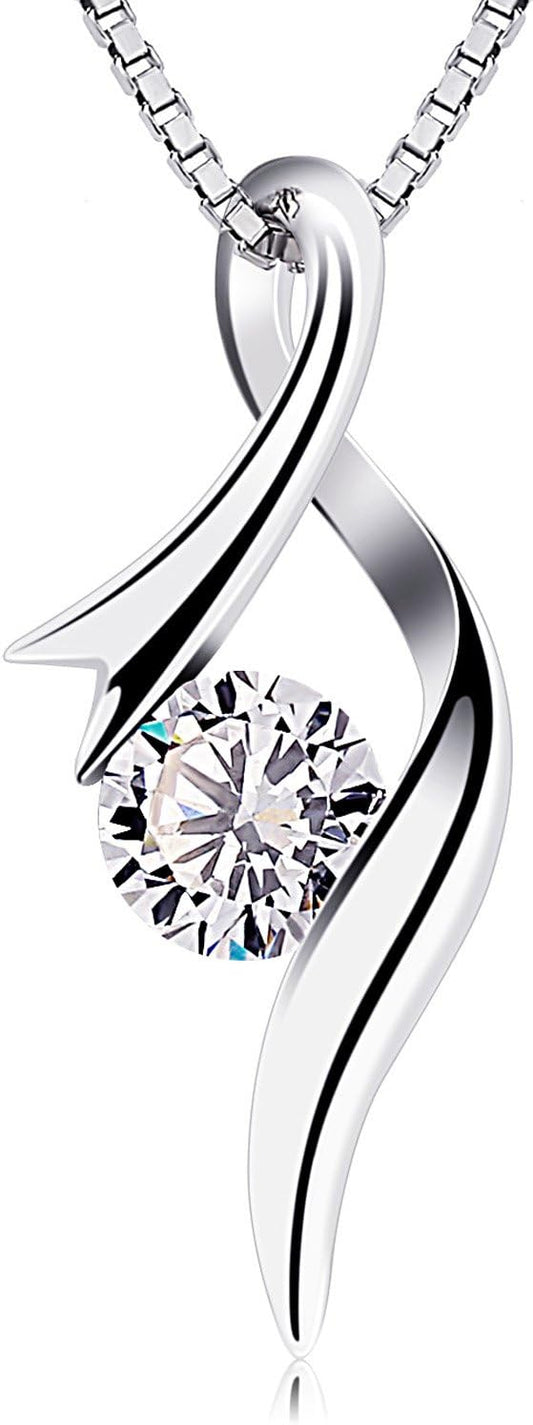 Women's Necklace, S925 Sterling Silver, Eternal Beauty Necklace, 5A Grade Zirconia Sparkling, Detachable Pendant, Christmas/Valentine's Day/Mother's Day/Birthday Gift, Comes with Gift Box