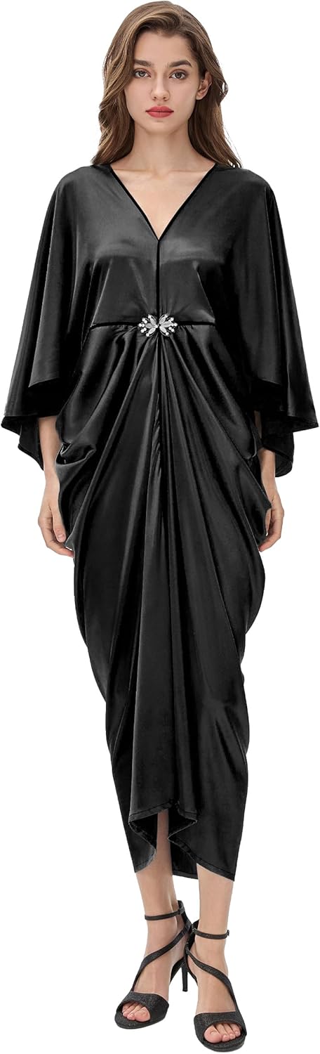 1920s Dresses for Women - Hollywood Style Dress Great Gatsby Evening Gown with Outfit Batwing Sleeves Art Deco Coat