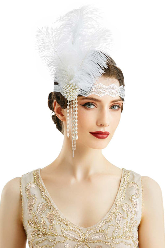 Flapper Headpiece for Women - Flapper Feather Headband 1920s Gatsby Headpiece Vintage Accessories for Women