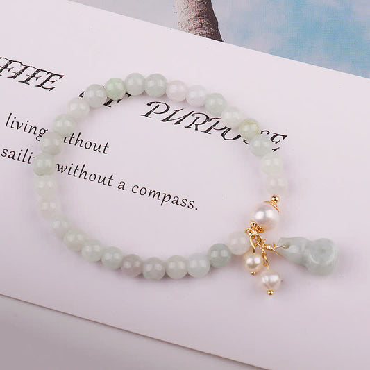 Jade  Natural Jade Pearl Gourd Prosperity Luck Bracelet