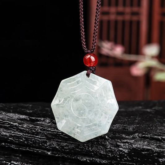 Jade  Natural Jade Bagua Yin Yang Luck Necklace Pendant