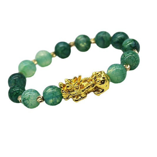Jade  Handmade Cyan Jade Pi Xiu Success Bracelet