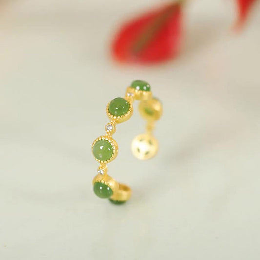 Jade  Cyan Jade Healing Calm Adjustable Ring