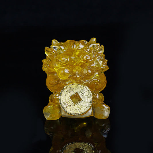 Spirituality Buddha Karma Handmade Cute PiXiu Gold Coin Crystal Fengshui Energy Wealth Fortune Home Decoration