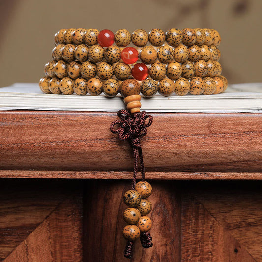 Spirituality Buddha Karma 108 Mala Beads Bodhi Seed Red Agate Auspiciousness Bracelet