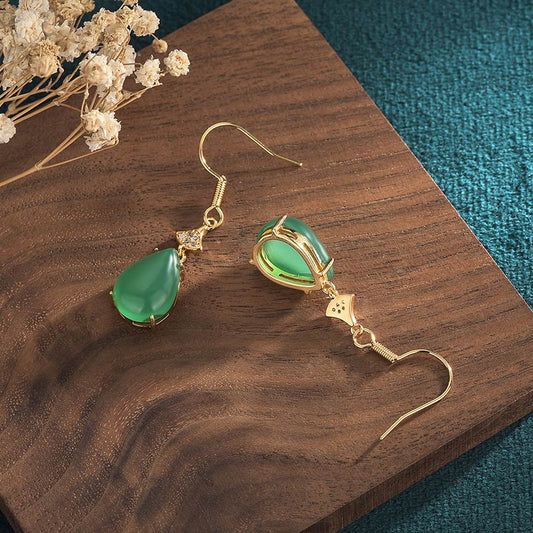 Jade  Cyan Jade Luck Drop Earrings