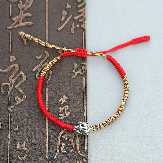 Ancient Tibetan Buddhist Red String Tradition  Handmade Colorful King Kong Knot Buddha Serenity String Bracelet