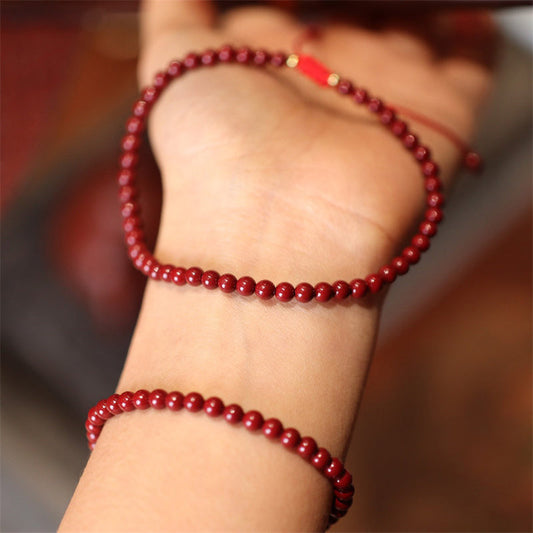 Spirituality Buddha Karma Natural Cinnabar Blessing Red String Braided Bracelet Anklet