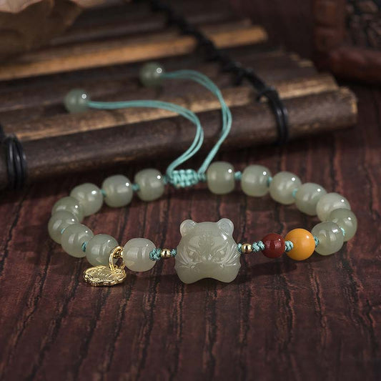 Jade  Chinese Zodiac Tiger Jade Blessing String Bracelet