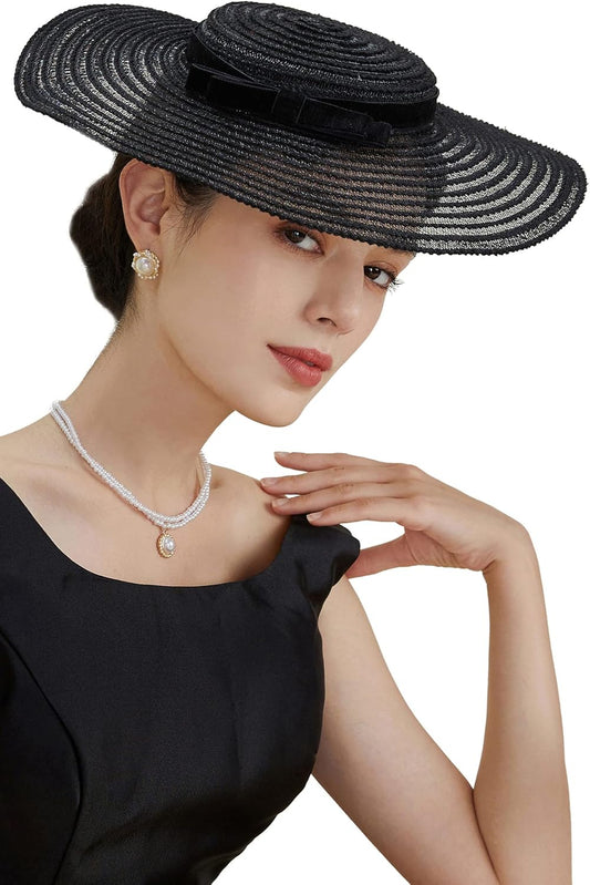 Wide Brim Tea Party Fascinator Kentucky Hat Derby Fascinator Wedding Hat for Cocktail