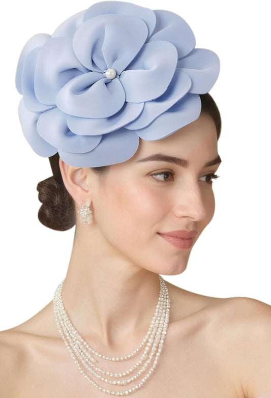 Fascinators Hats for Women - Tea Party Kentucky Fascinator Elegant Derby Hat Flower Church Headpiece with Pearl