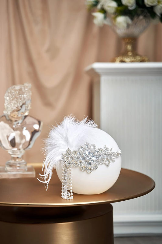 Women’s 1920s Headband Flapper Feather Headpiece with Chain Roaring 20s Gatsby Themed Party Hair Accessory