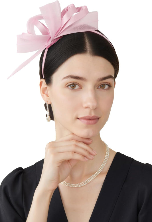 Fascinator Hats for Women - Tea Party Kentucky Ribbon Headband Derby Bridal Wedding Tulle Headpiece with Hair Clip
