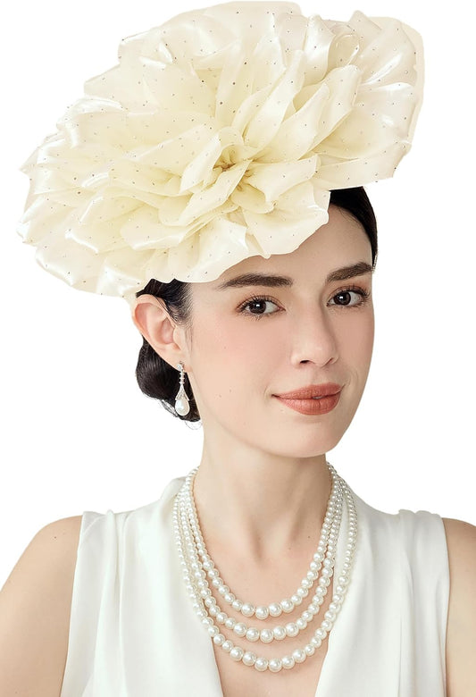 Fascinators Hats for Women - Tea Party Kentucky Fascinator Derby Hat Multi Layered Flower Headpiece with Hair Clip