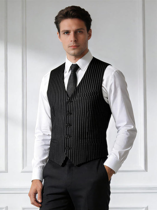 Men's Suit Vest Slim Fit Waistcoat Business Dress Vests for Suit Tuxedo