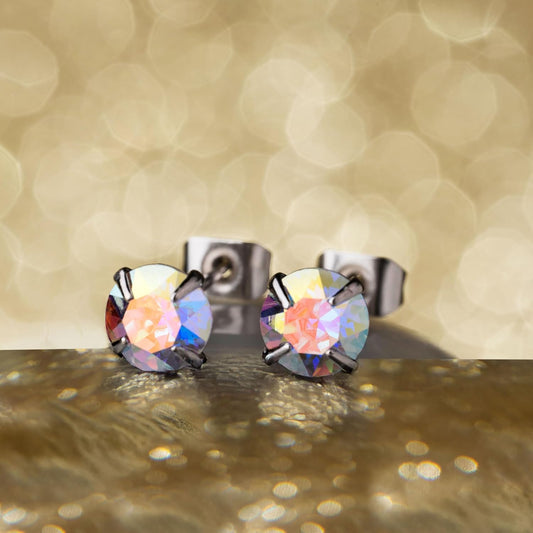 035 Sparle Crystal.925 Sterling Silver Earring Stud with Gift Box,Men Women