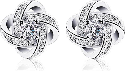 Stud Earrings for Women, 925 Sterling Silver, Set with Cubic Zirconia and Rhodium-Plated, Nickel-Free (1.22 cm), Elegant Gift Box. Perfect for Birthdays, Weddings,and Everyday Wear