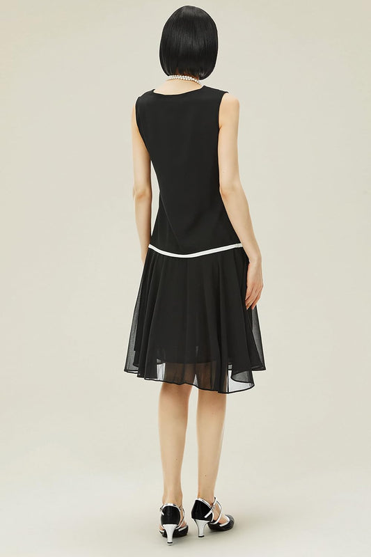 Women’s 1920s Inspired Dress - Flapper Dress Low-Waist Dress Sleeveless Party Chiffon Dress for Women