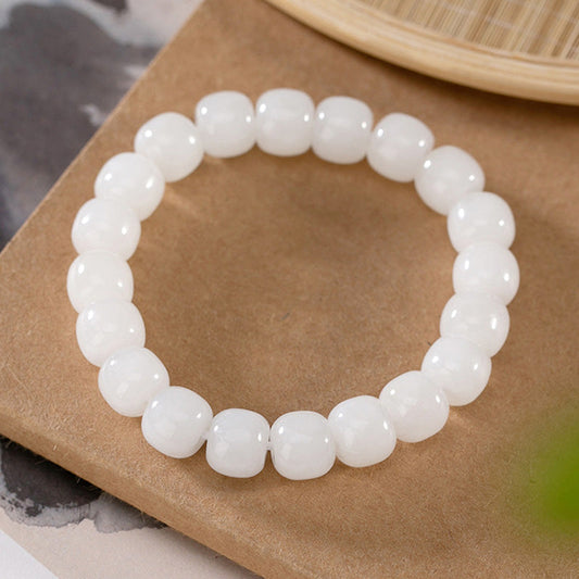Jade  Hetian White Jade Happiness Blessing Bracelet