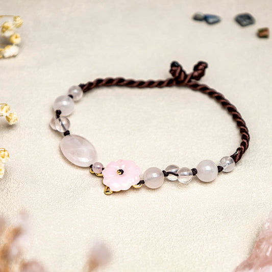 Spirituality Buddha Karma The Flower of Love Pink Crystal Soothing Anklet